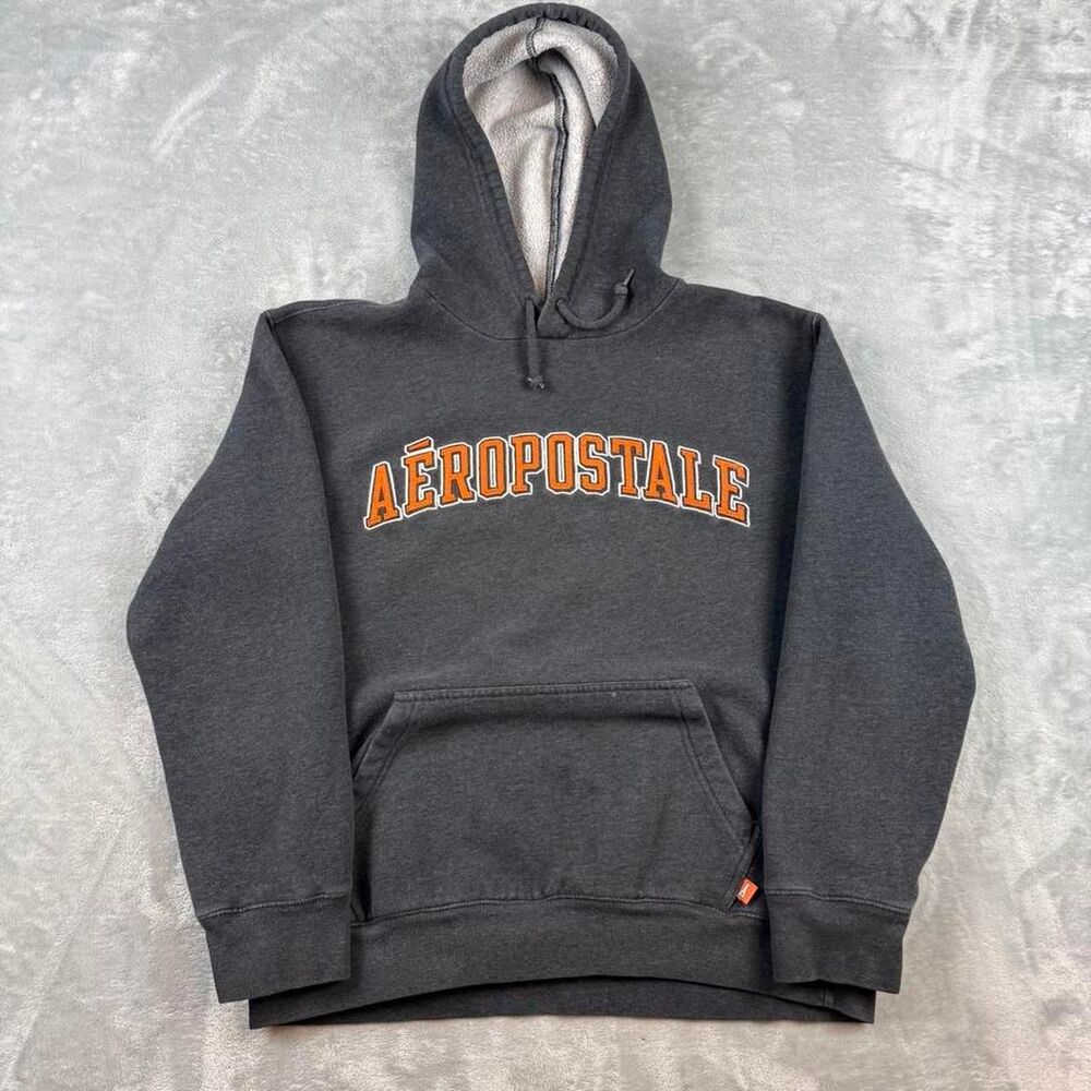 Aeropostale Men's Grey and Black Hoodie
